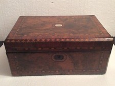 Burl Walnut Leather-Top Writing Desk / Library Table — listing 5
