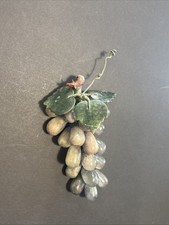 Vintage Carved Jade / Serpentine Stone Grape Cluster with Carved Leaves — listing 2