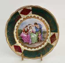 Vienna-Style Porcelain Twin-Handled Cabinet Vase with Hand-Painted Classical Scene and Raised Gilt Decoration — listing 6