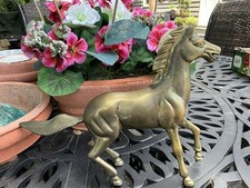 Brass Horse Figurine Statue, Standing Pose with Bridle Detail, listing 6