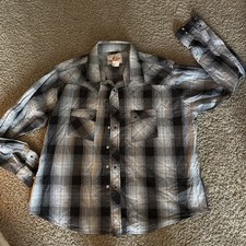 Wrangler Western Shirts Men's Short Sleeve Pearl Snap Plaid Shirt, Teal/Blue — listing 5