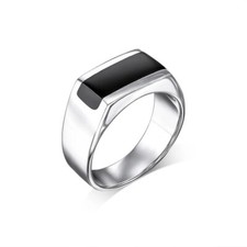Men's Yellow Gold Black Onyx Signet Ring with Diamond Accents — listing 3