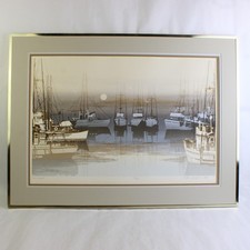 Virgil Thrasher Signed 1977 Harbor Fishing Boat Print, Framed — listing 4