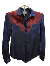 Vintage Roughrider by Circle T Americana Western Snap Shirt, Red White Blue Stars, Women's Medium, listing 5