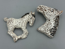 Vintage Ceramic Three Horse Heads Wall Plaque, Chalkware/Ceramic Airbrushed Equestrian Wall Art