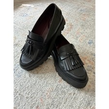Franco Sarto Cognac Patent Leather Pointed-Toe Kiltie Loafers with Gold Horsebit — listing 3
