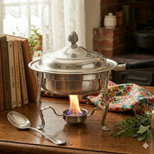 Vintage Silverplate Chafing Dish Stand with Alcohol Burner (Bowl/Insert Missing) — listing 4