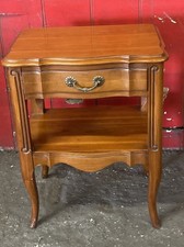 French Provincial Two-Tier Side Table with Scalloped Apron and Cabriole Legs — listing 6