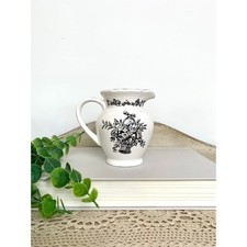 Small Black Transferware Creamer / Milk Jug with Village Scene