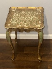 Vintage Italian Florentine Style Carved Wood Side Table with Cabriole Legs — listing 3