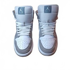 Air Jordan 1 Mid Sneakers with Yellow/Gold Overlays and Blue Swoosh — listing 5