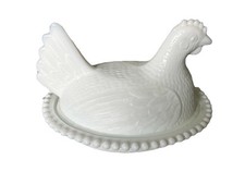 Indiana Glass Milk Glass Hen on Nest Covered Dishes (Pair) — listing 2