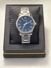 Bulova Men's Classic Stainless Steel Dress Watch with Blue Dial and Roman Numerals — listing 2
