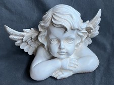 Resin Cherub Angel Figurine Pair with Twig Halos and Ribbon Bows — listing 3