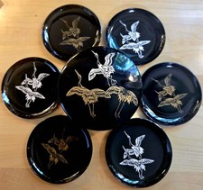 Japan Airlines (JAL) Black Lacquer Trinket Box with Gold & Silver Flying Crane Motif — listing 3