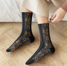 Black Stretch Satin Pointed-Toe Ankle Booties with Red Floral Embroidery — listing 2