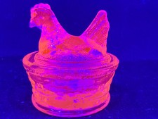 Vintage Uranium Vaseline Glass Miniature Basket with Twisted Handle, 4 inches — listing 6