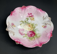 Antique German Hand-Painted Porcelain Square Handled Bowl with White Rose — listing 3