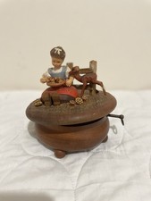ANRI Hand-Carved Wood Girl Playing Balalaika Music Box - Thorens 'Lara's Theme' Movement — listing 5