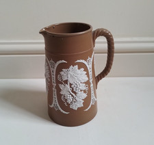 Dudson Sage Green Jasperware Pitcher with Neoclassical Cherub Relief, 21cm