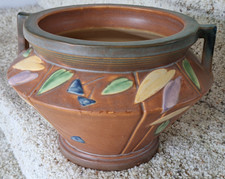Roseville Pottery Futura Jardiniere 616-6 with Geometric Leaf Design — listing 6