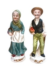 Flambro Vintage Old Man and Old Woman Bisque Porcelain Figurines, Pair, 5" — listing 6