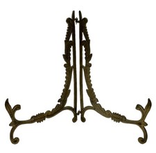 Vintage Cast Brass Leaf-Motif Folding Display Easel / Plate Stand — listing 5