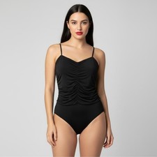 Venus Women's Ruched Surplice V-Neck Sleeveless Thong Bodysuit, Mauve/Rose, Size XL, New With Tags — listing 3