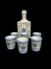 Mexican Talavera-Style Hand-Painted Tequila Pitcher and 6 Shot Glass Set — listing 5