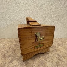 Vintage Wooden Shoe Shine Box with Integral Foot Rest and Wire Handle — listing 5