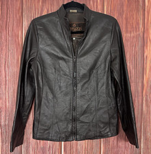 Peruzzi Made in Italy Men's Black Leather Blazer Jacket, Three-Button — listing 6