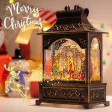 Light-Up Nativity Scene Christmas Lantern, Stained Glass Design, 17.75" H, Dual Power (USB or Battery) — listing 2