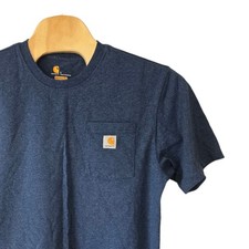 Carhartt Signature Logo Short Sleeve T-Shirt, Navy Heather, Men's 2XL Loose Fit — listing 4