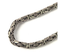 Sterling Silver Byzantine-Style Multi-Strand Bracelet with Green Cabochons, 6.75", listing 5