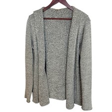 Eileen Fisher Hooded Open-Front Cardigan Wrap, Charcoal Grey, Size M — listing 4