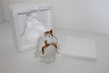 Porcelain Angel Christmas Ornament with Pink Satin Dress and Feather Wings — listing 2
