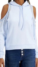 INC International Concepts Pale Yellow Rhinestone Fringe Hoodie, Size XS — listing 6