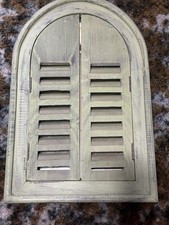 Arched Window Wall Mirror with Functional White Shutters, Farmhouse Cottage Decor — listing 2