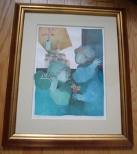 Alvar Sunol Original Color Lithograph of Two Figures with Flowers, Signed & Numbered 263/275 — listing 5