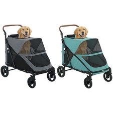 PawHut Foldable 3-Wheel Dog Stroller with 12" Rubber Wheels, Up to 22 lbs, Light Gray (Model D00-243V00LG) — listing 2