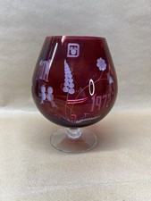 Set of 4 Vintage Cranberry Glass Miniature Brandy Snifters / Cordial Glasses — listing 2