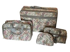 Vintage Jaguar Tapestry Floral Soft-Side Luggage Suitcase — listing 2