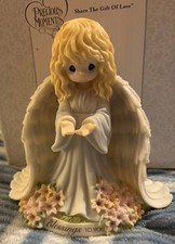 Precious Moments Bisque Porcelain Angel Figurine with Watering Can and Flowers — listing 3