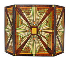 Tiffany fireplace screen Tiffany Style Stained Glass Fireplace Screen with Sunflower and Rose Design — listing 2