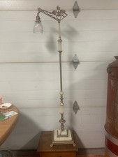 Antique Art Deco Bridge Arm Floor Lamp with Victorian Silk Beaded Fringe Shade — listing 6