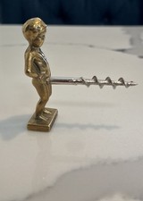 Vintage Figural Man Wing Corkscrew, Barman with Bald Head and Mustache, listing 4