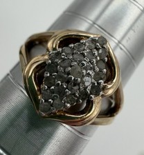 Vintage Gold-Tone Marquise Cluster Cocktail Ring with Clear Rhinestones — listing 4