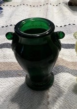 Boyd's Crystal Art Glass Miniature Emerald Green Handled Urn Vase — listing 3