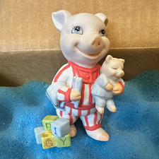 Cream Glazed Porcelain Seated Pig Figurine