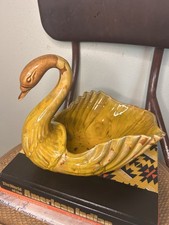 Vintage Drip-Glaze Ceramic Swan Planter / Figural Bowl — listing 6